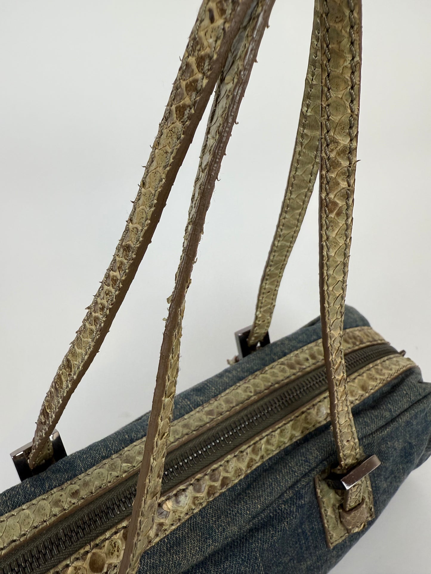Fendi denim python leather