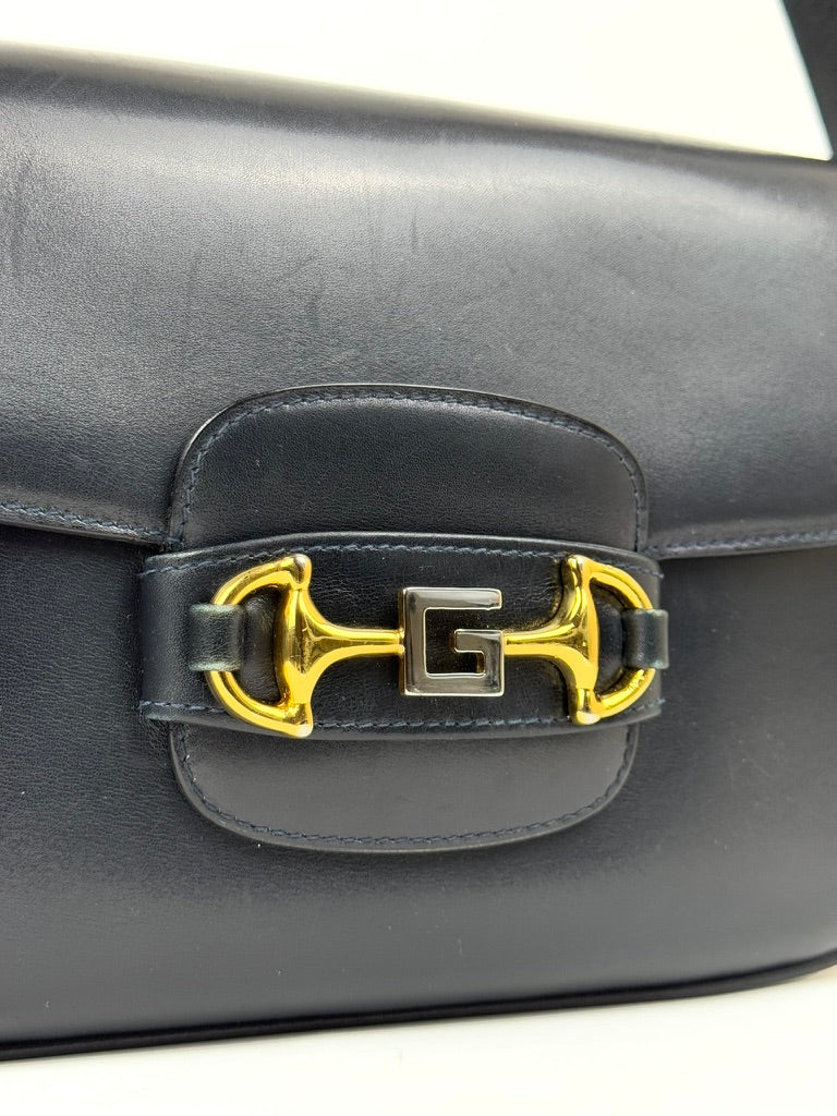 Gucci Horsebit 1955 Navy Leather Shoulder Bag