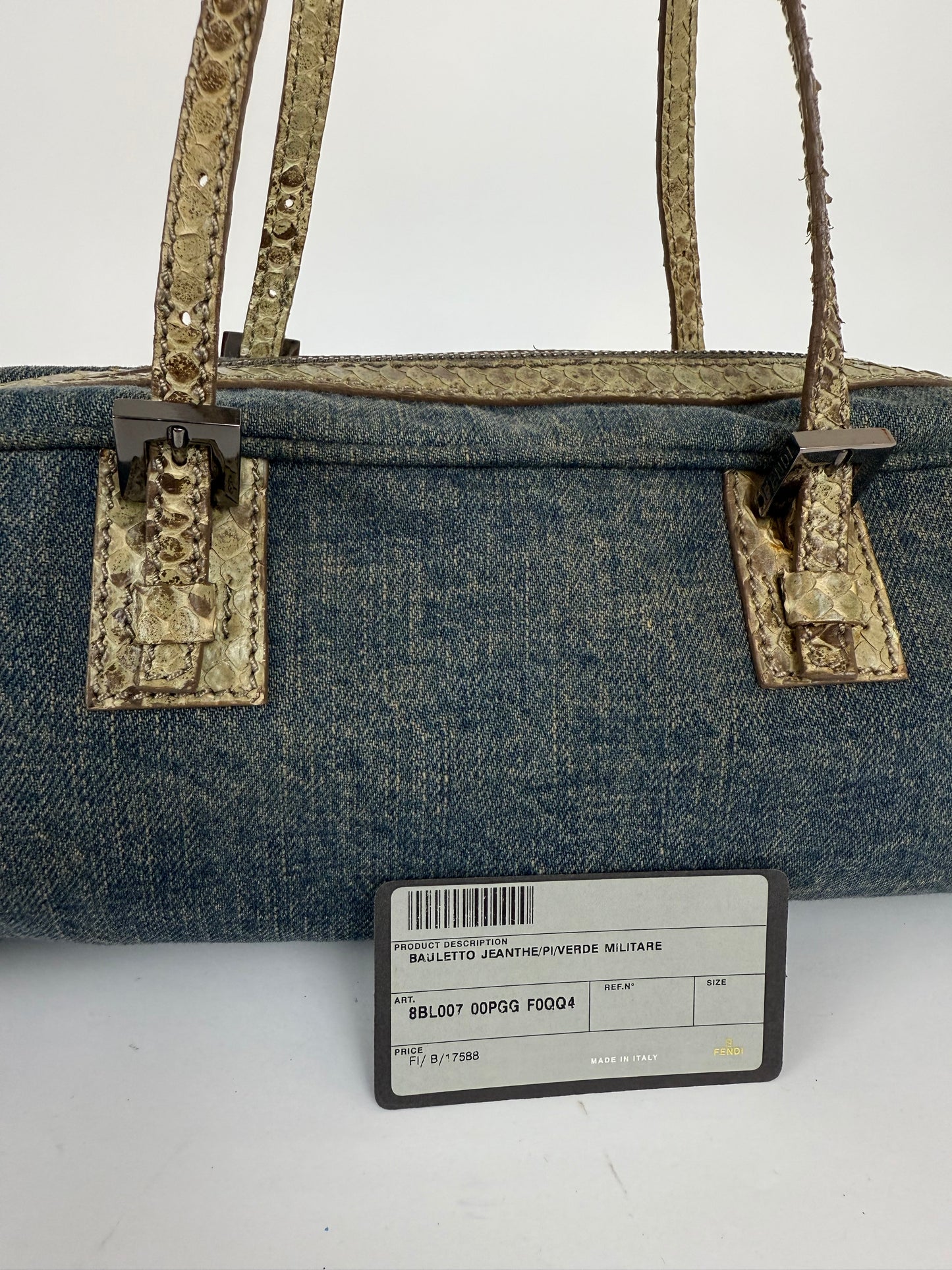Fendi denim python leather