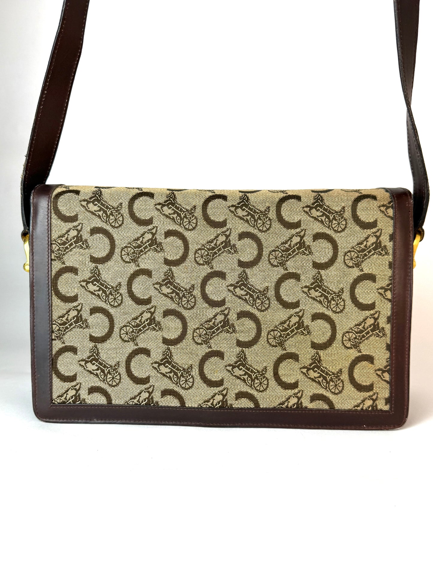 Celine Shoulder Bag with Horse Carriage Metal Fittings (C Sulky)
