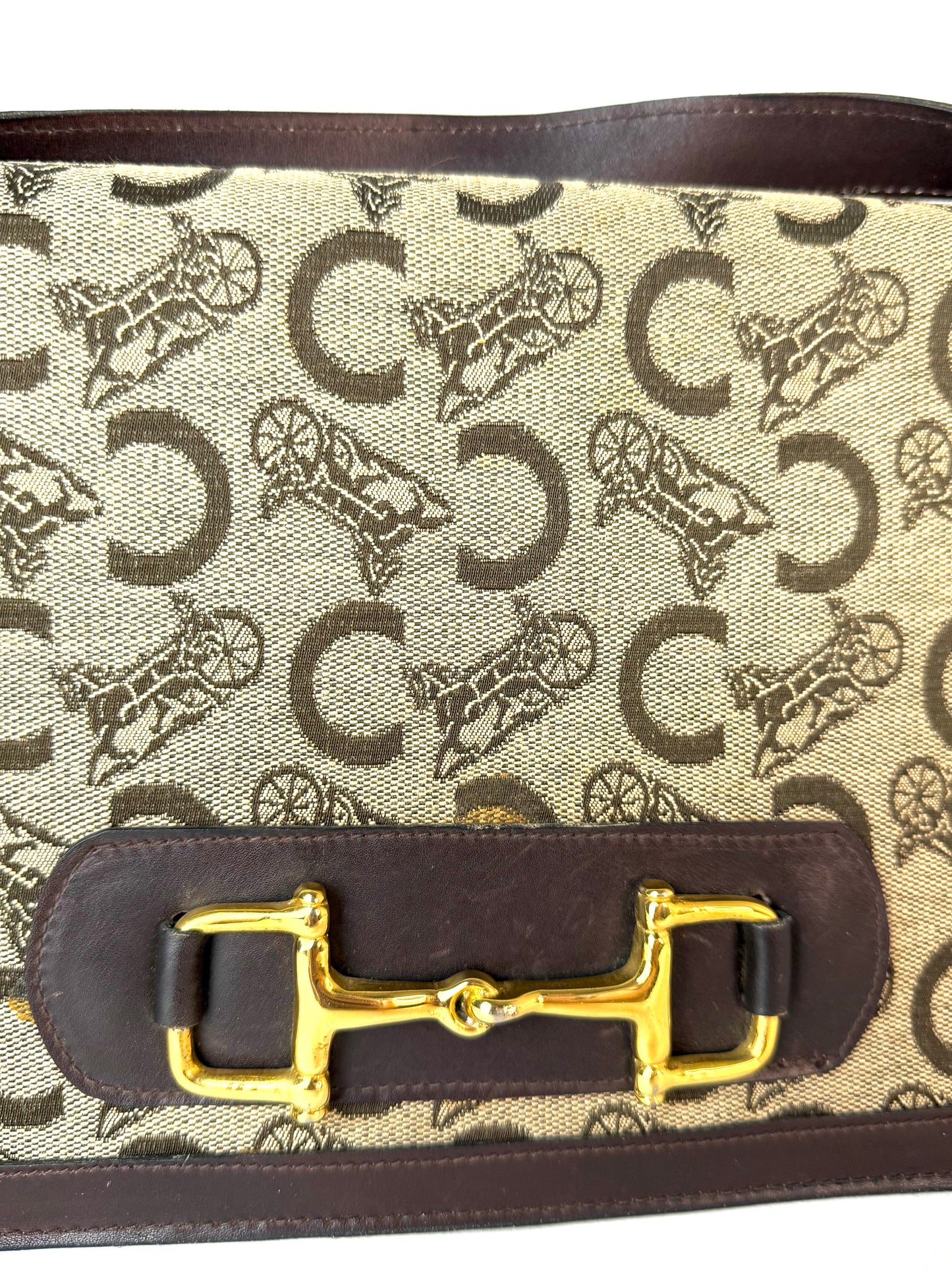 Celine Shoulder Bag with Horse Carriage Metal Fittings (C Sulky)