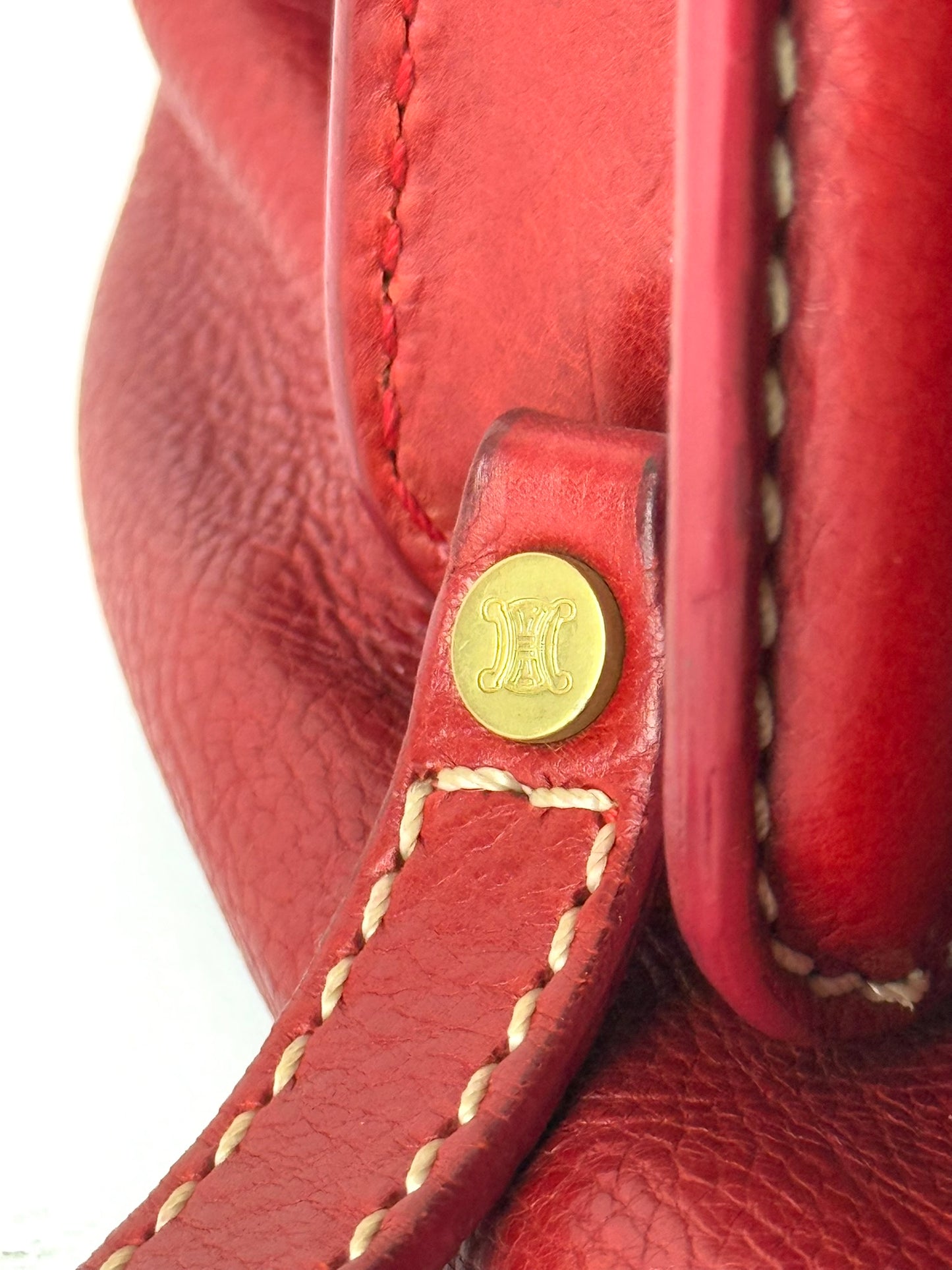 Celine Leather Handbag with Gold Clasp