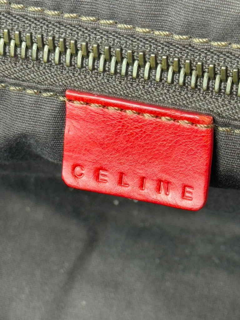 Celine Leather Handbag with Gold Clasp