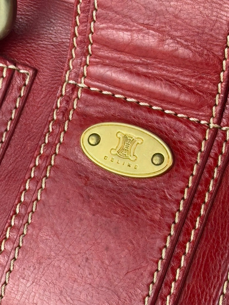 Celine Leather Handbag with Gold Clasp