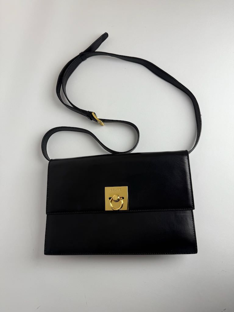 Celine Shoulder Bag in black leather