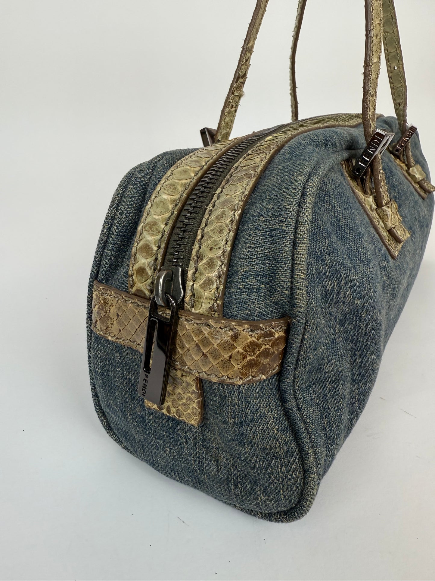 Fendi denim python leather