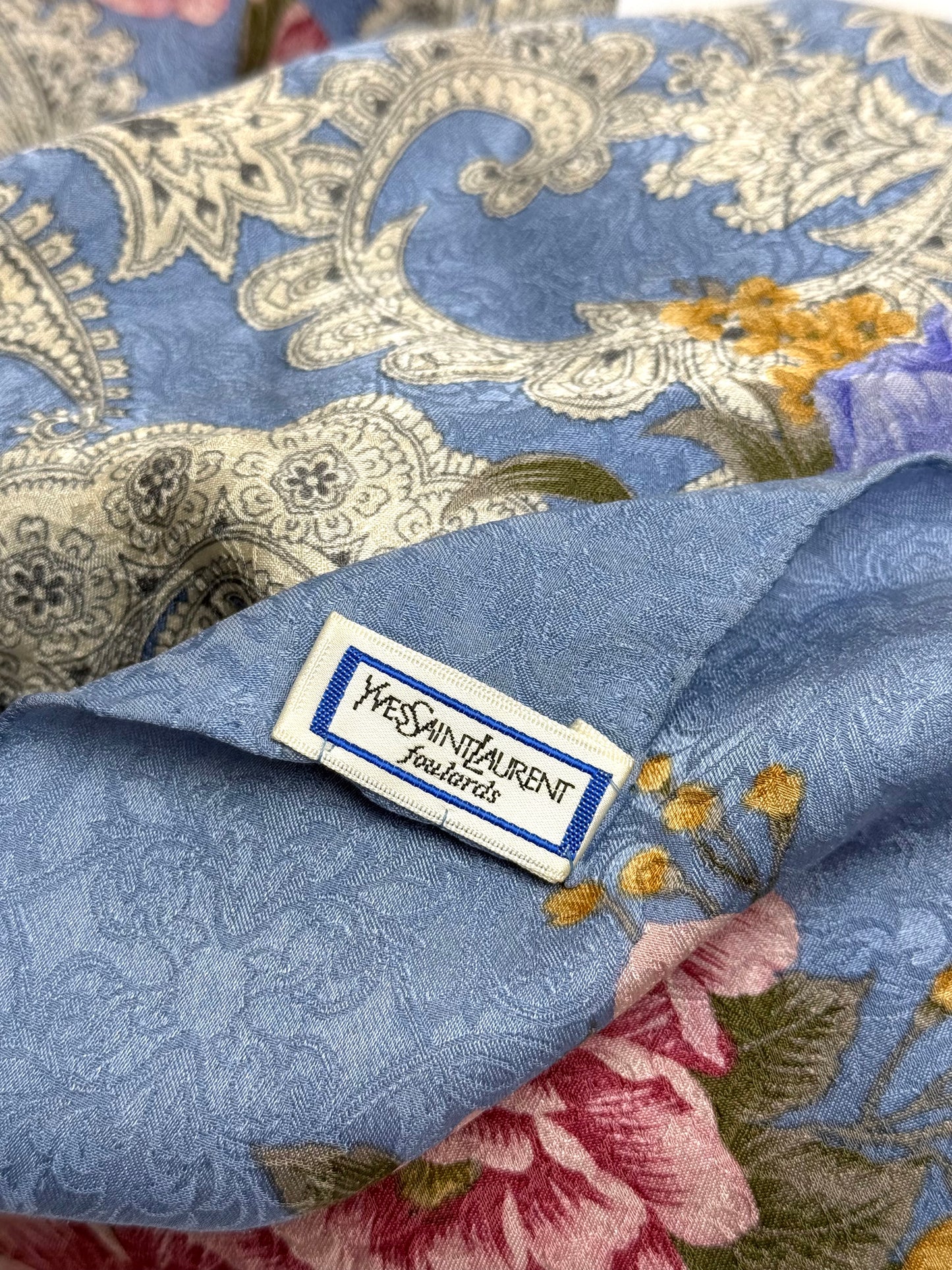 Yves Saint Laurent Silk Scarf with floral print
