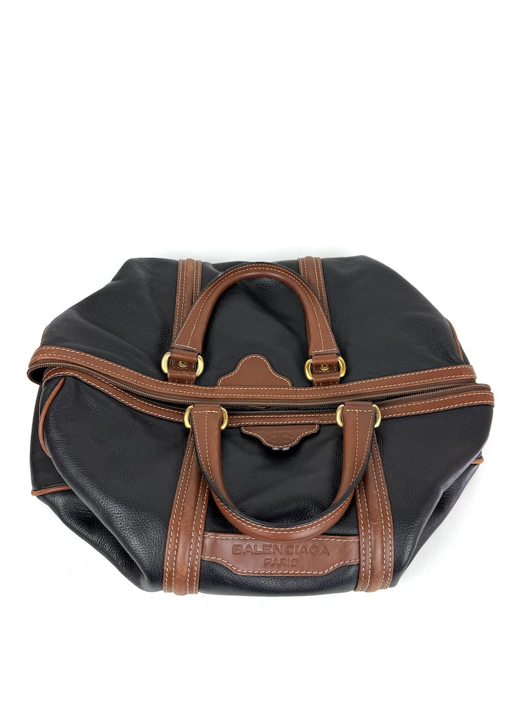Balenciaga 48h Boston Bag in black leather