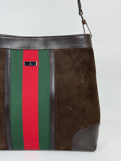 Gucci suede web shoulder bag