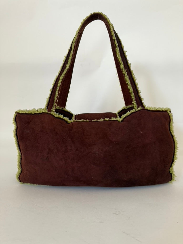 Chanel Brown Shearling Mouton Tote Bag with Cocomark