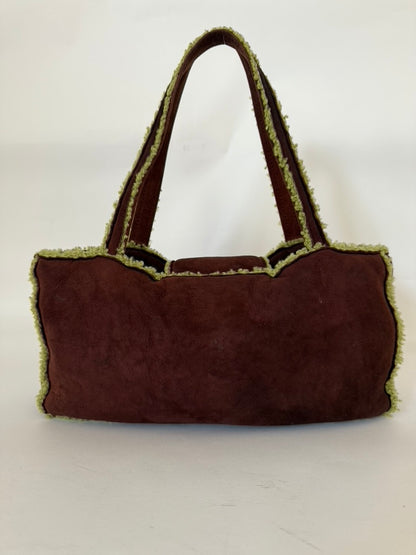 Chanel Brown Shearling Mouton Tote Bag with Cocomark