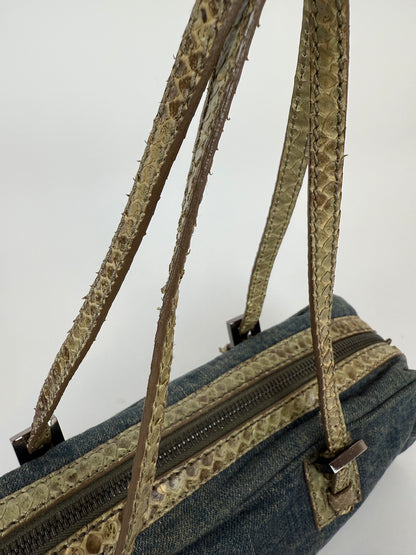 Fendi denim python leather