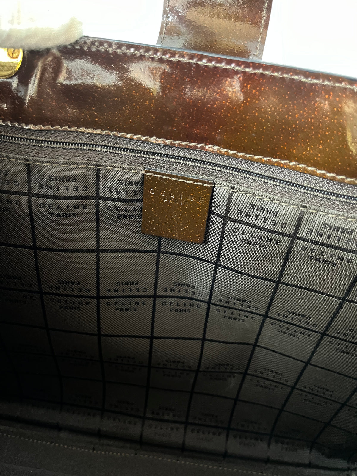 Celine Vintage Gancini Hardware Leather Tote Bag