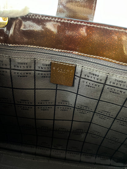 Celine Vintage Gancini Hardware Leather Tote Bag