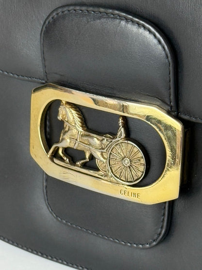 Celine Vintage Shoulder Bag with Horse Carriage Clasp