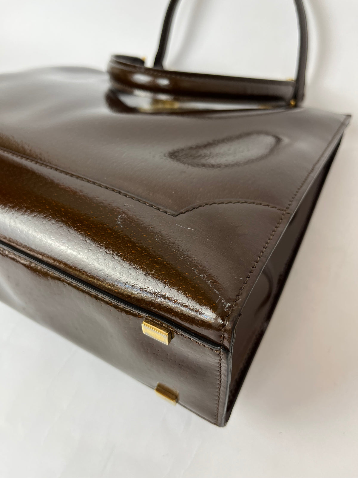Celine Vintage Gancini Hardware Leather Tote Bag
