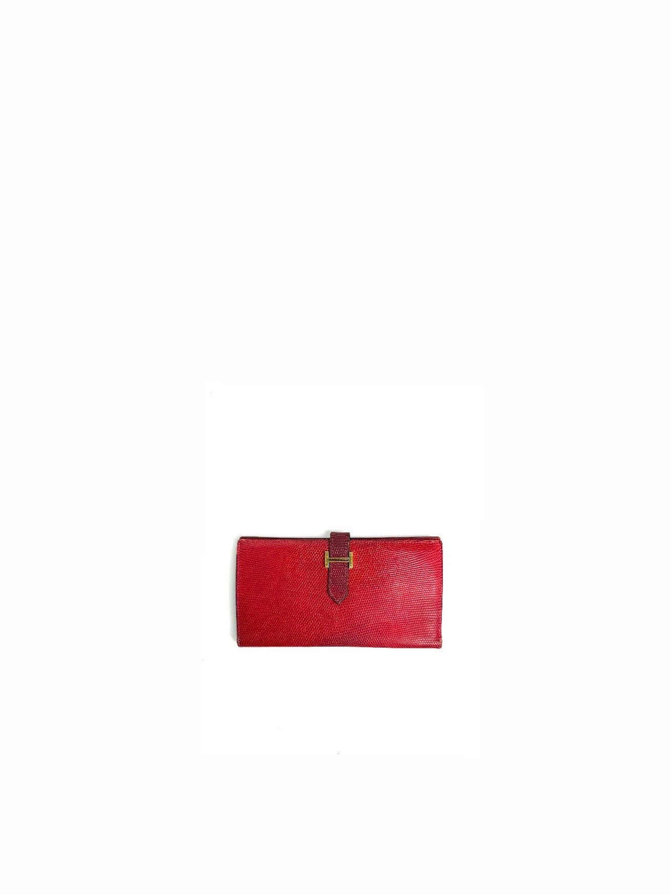 Hermès Bearn Lizard Bi-fold Long Wallet