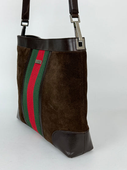 Gucci suede web shoulder bag