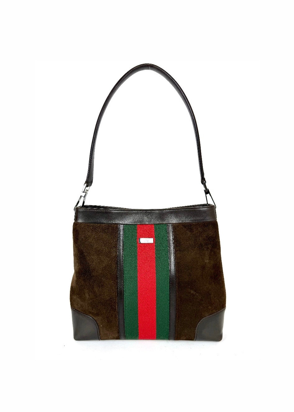Gucci suede web shoulder bag