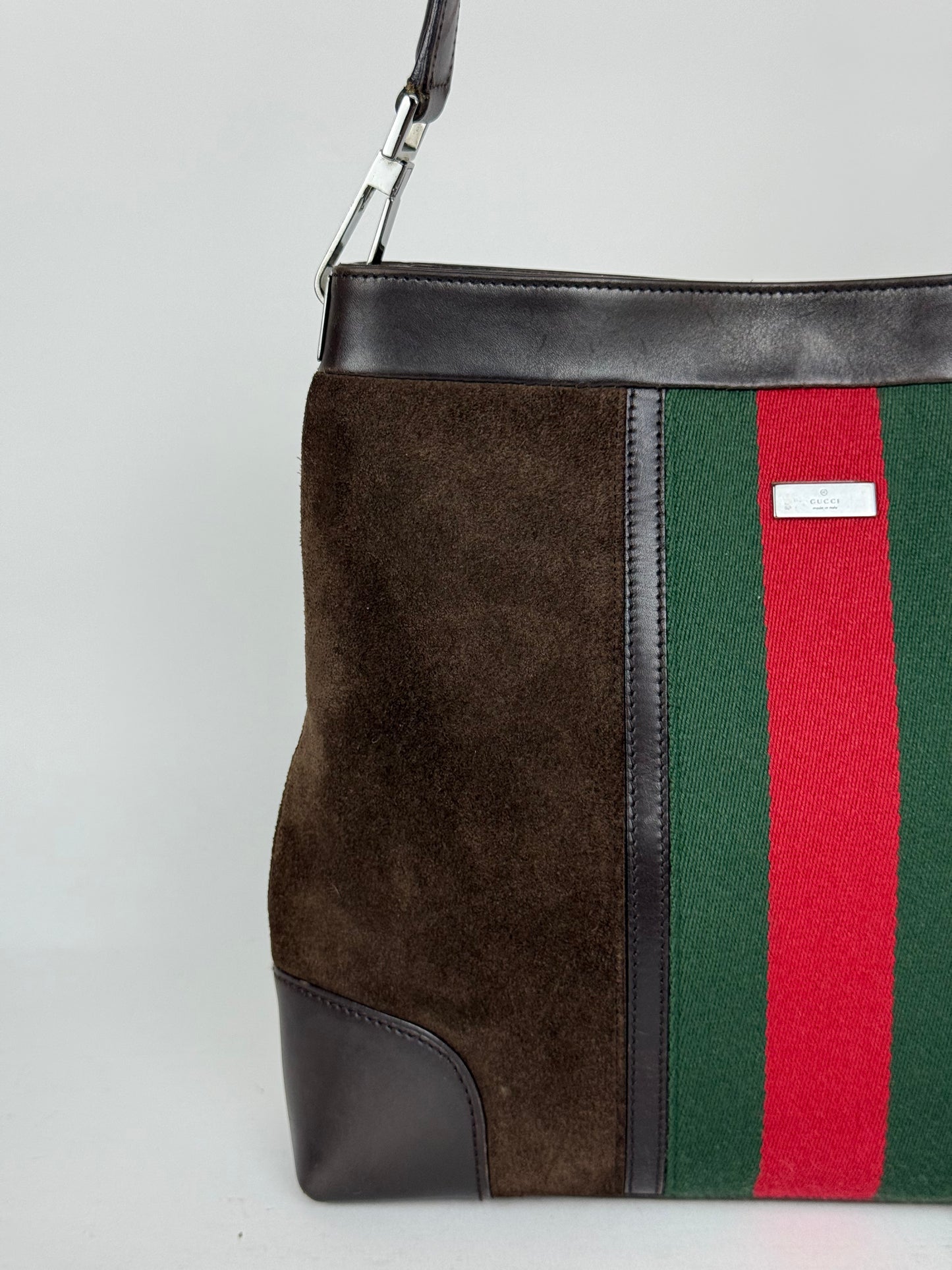 Gucci suede web shoulder bag