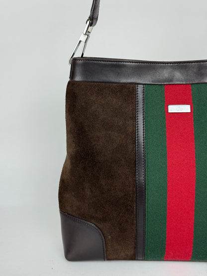 Gucci suede web shoulder bag