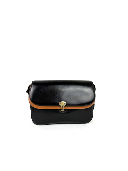 Celine Triomphe black leather shoulder bag