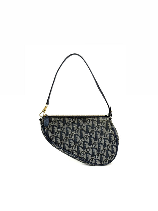 Christian Dior Trotter Saddle Pochette in navy canvas