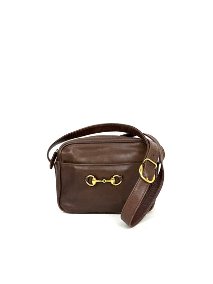 Vintage Gucci Horsebit Shoulder Bag in brown leather