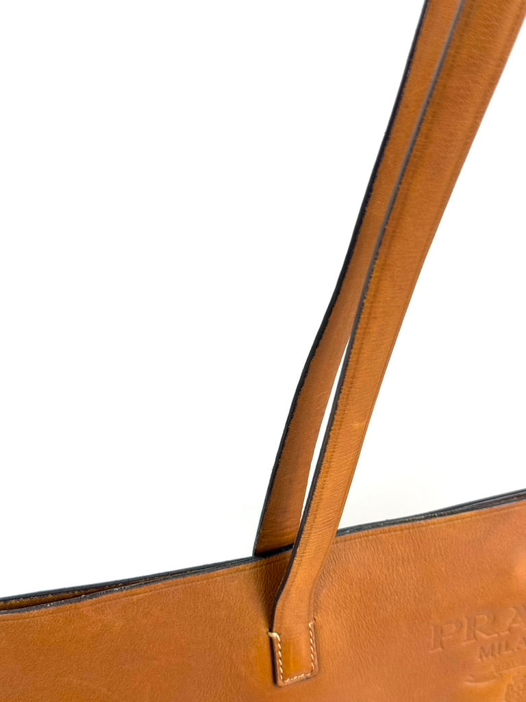 Prada Leather Brown Tote Bag