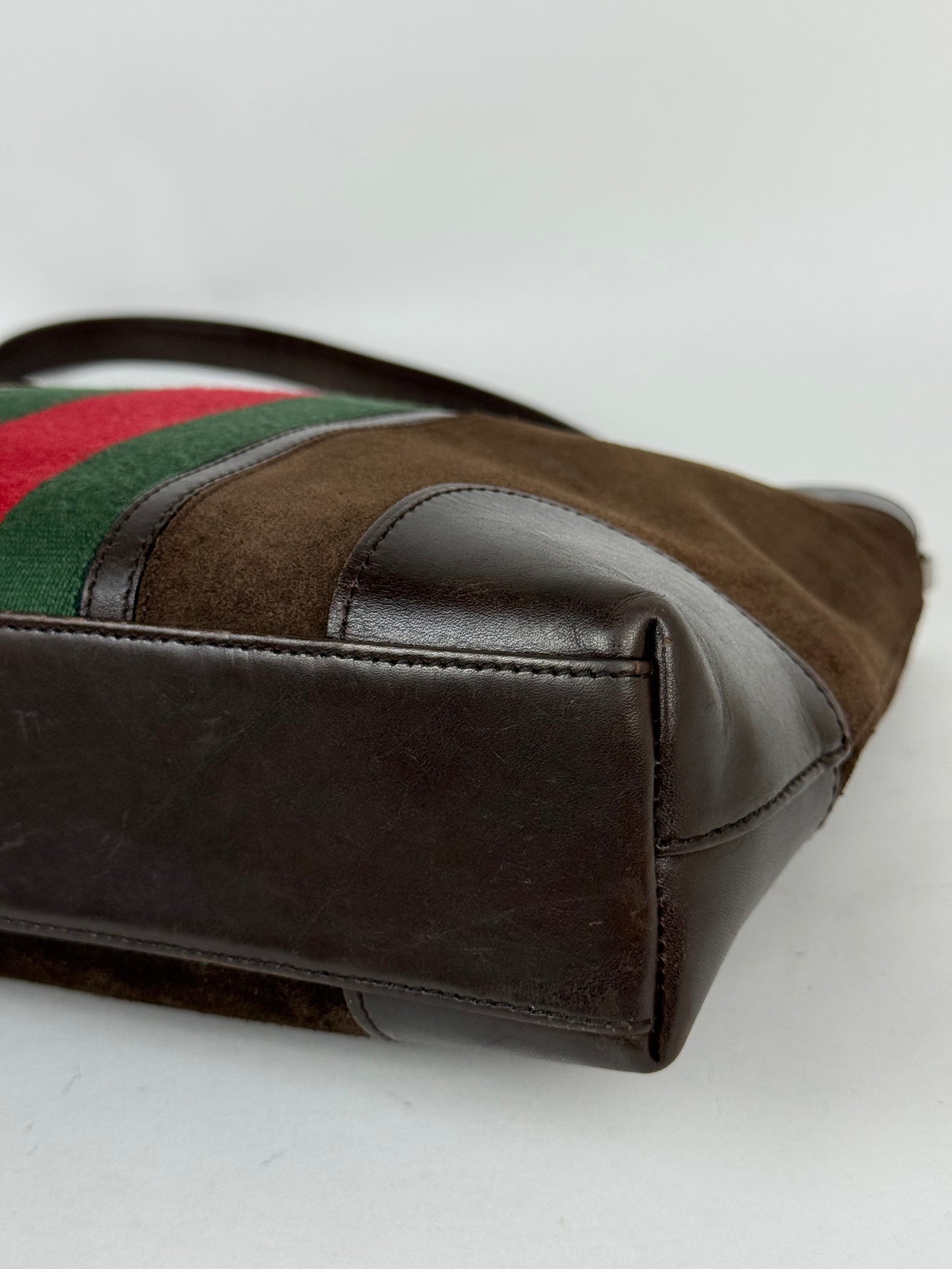 Gucci suede web shoulder bag