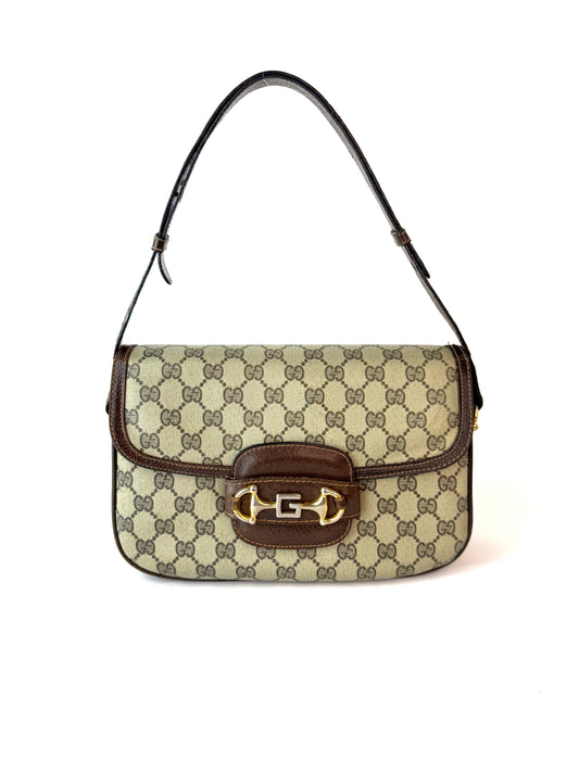 Gucci Horsebit GG pattern Shoulder Bag