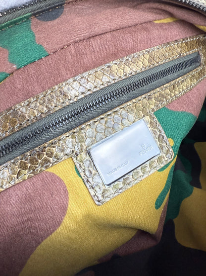 Fendi denim python leather