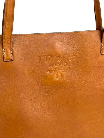 Prada Leather Brown Tote Bag