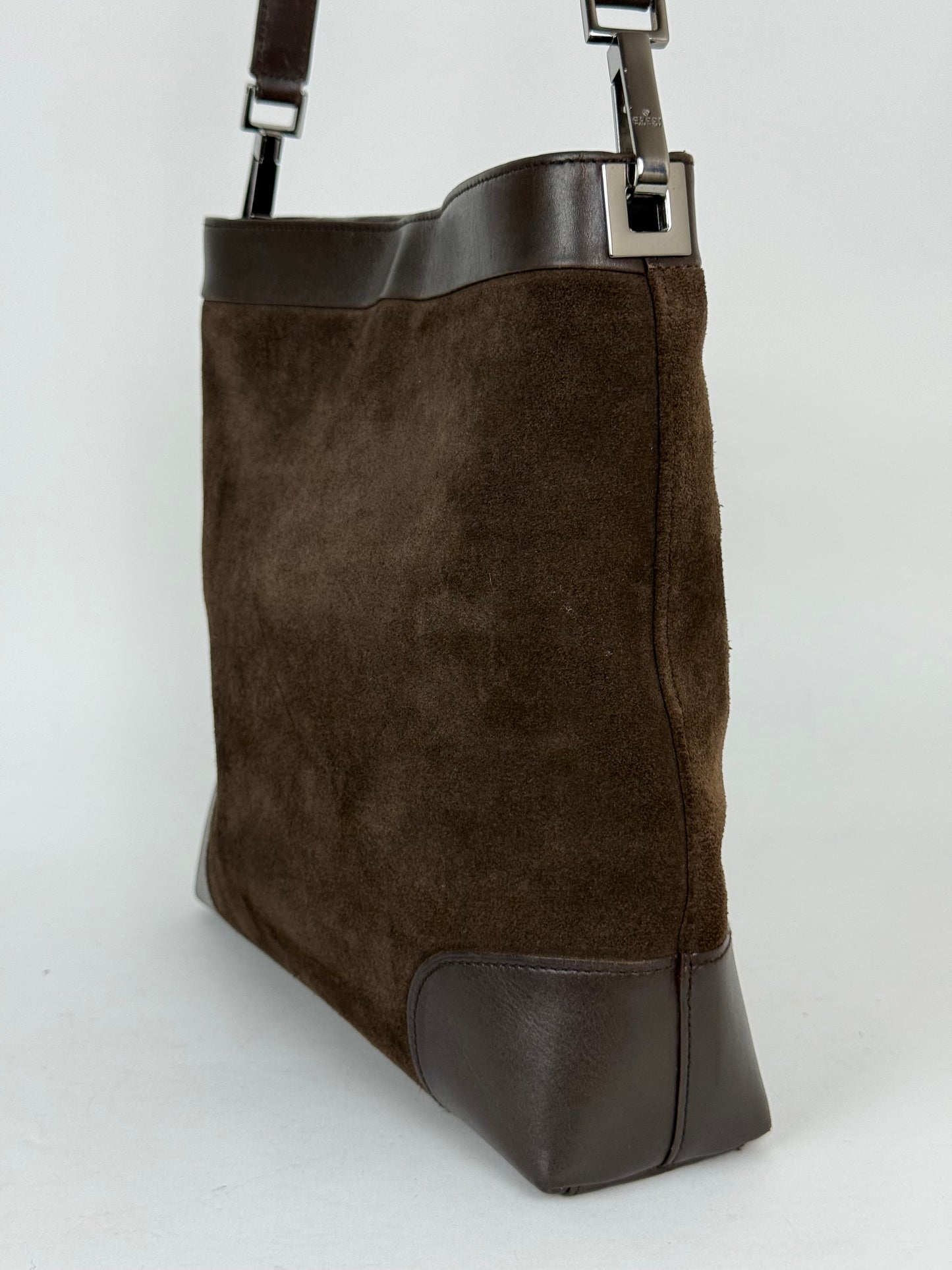 Gucci suede web shoulder bag