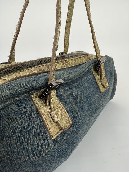 Fendi denim python leather