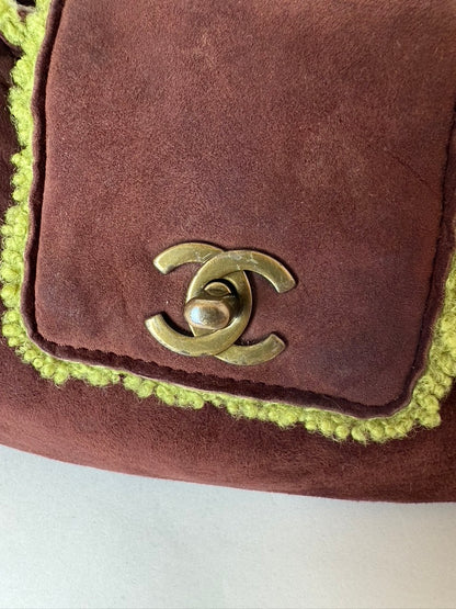 Chanel Brown Shearling Mouton Tote Bag with Cocomark