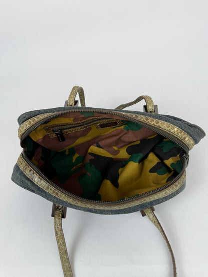 Fendi denim python leather