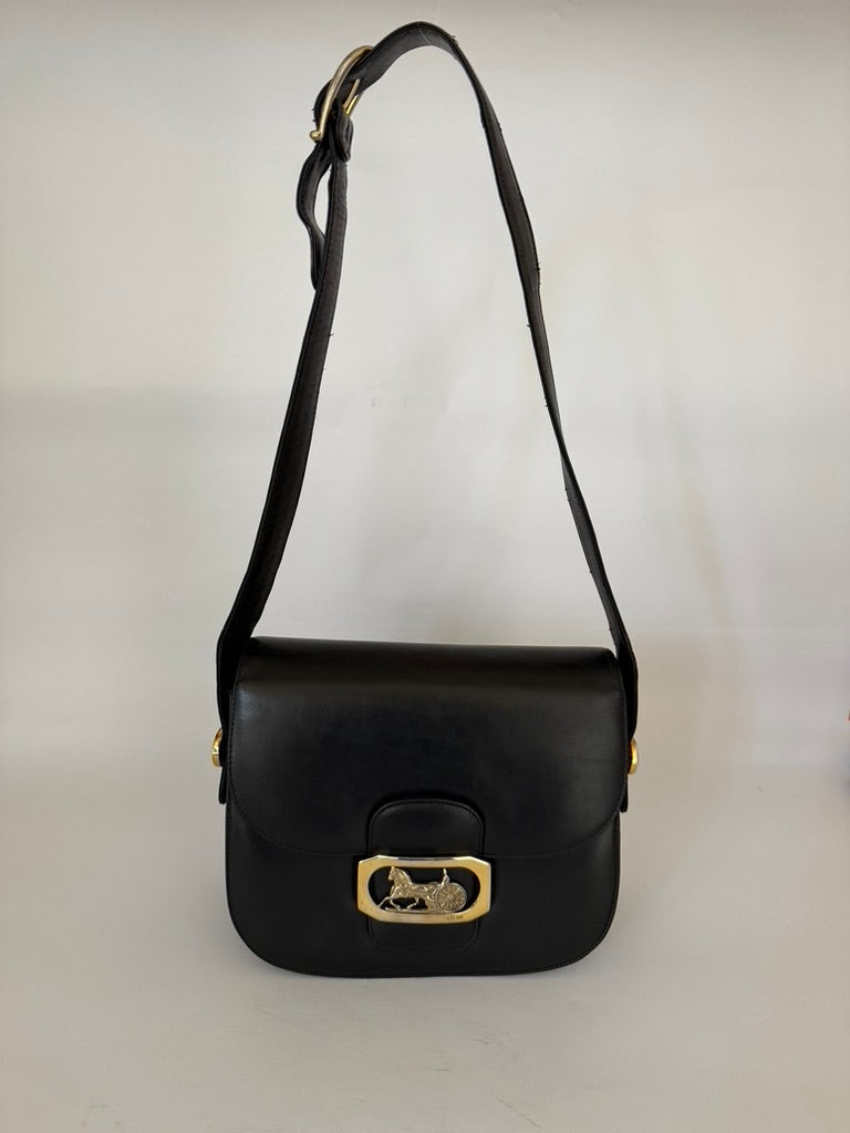 Celine Vintage Shoulder Bag with Horse Carriage Clasp