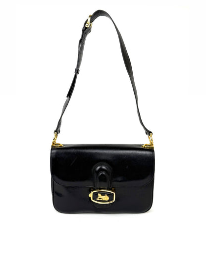 Vintage Celine Horse Carriage Shoulder Bag in black leather