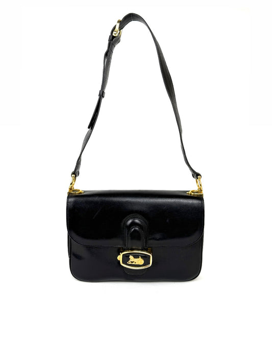 Vintage Celine Horse Carriage Shoulder Bag in black leather