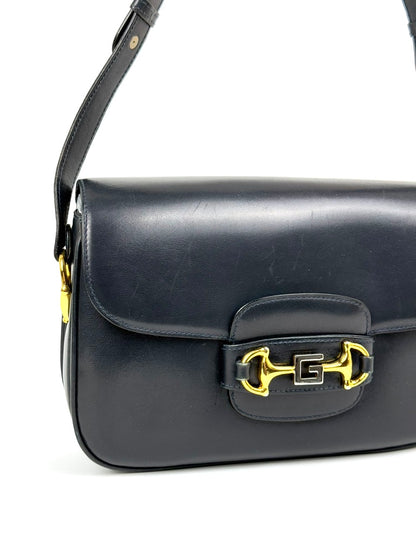 Gucci Horsebit 1955 Navy Leather Shoulder Bag