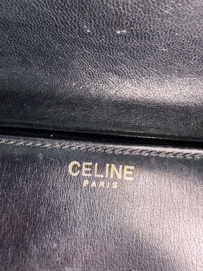 Celine Triomphe black leather shoulder bag