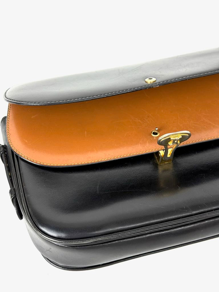 Celine Triomphe black leather shoulder bag