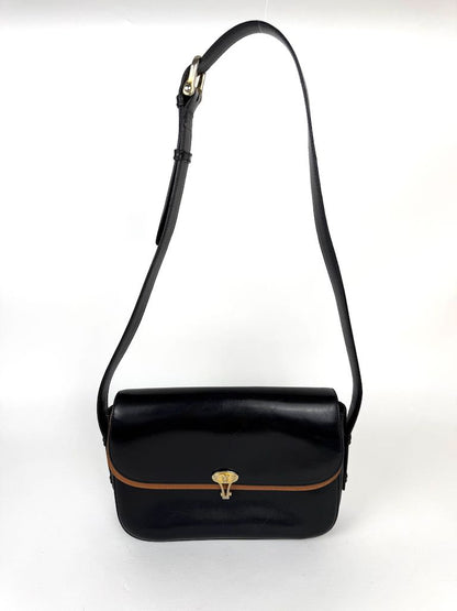 Celine Triomphe black leather shoulder bag