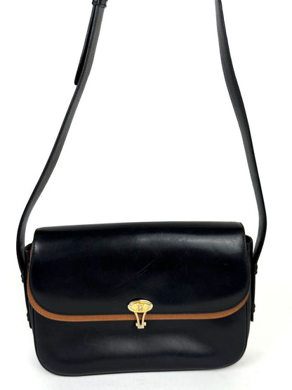 Celine Triomphe black leather shoulder bag