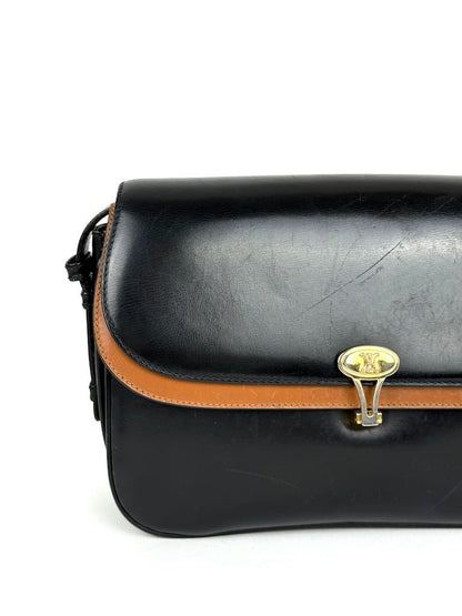 Celine Triomphe black leather shoulder bag