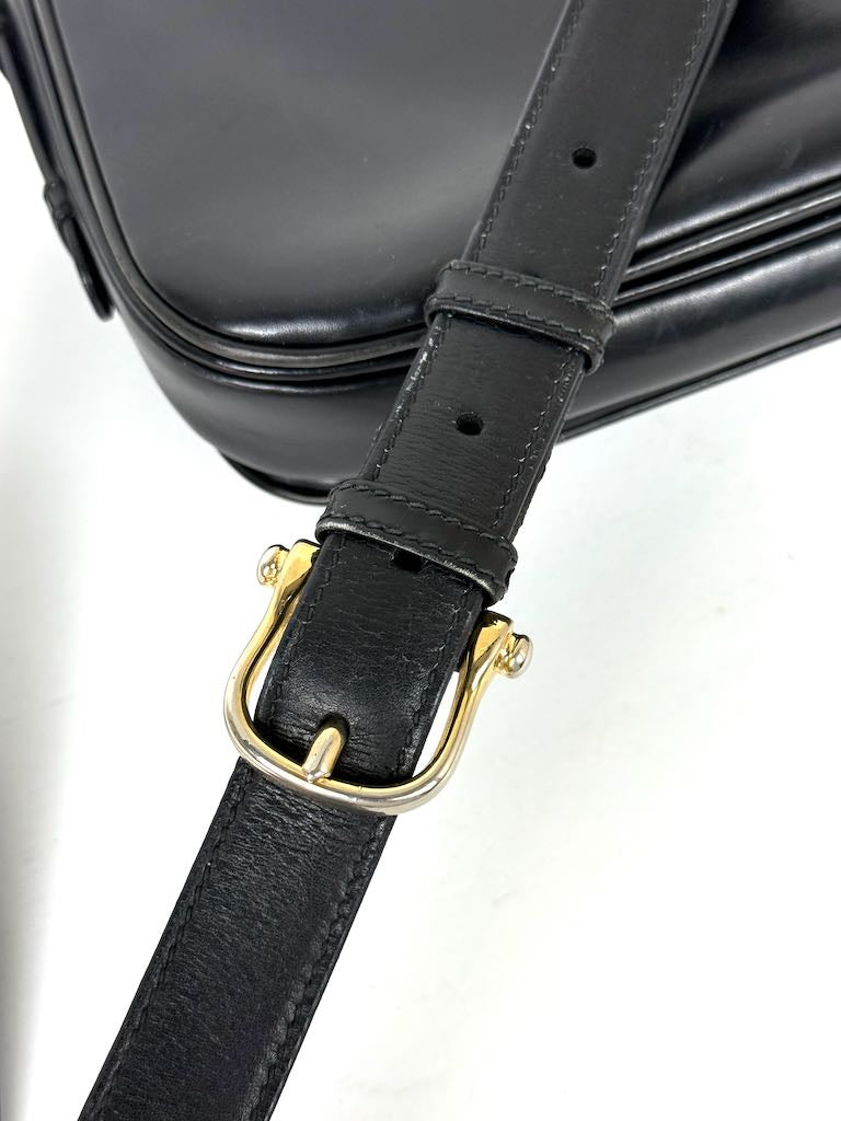 Celine Triomphe black leather shoulder bag