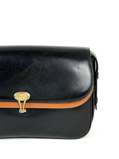 Celine Triomphe black leather shoulder bag