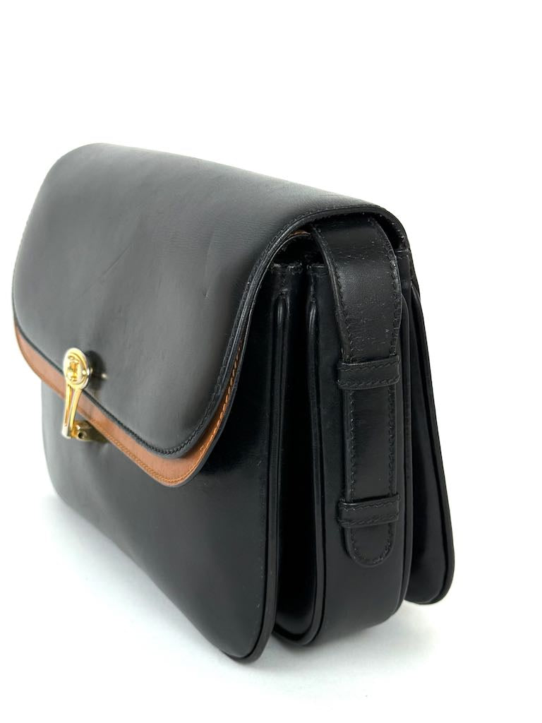 Celine Triomphe black leather shoulder bag