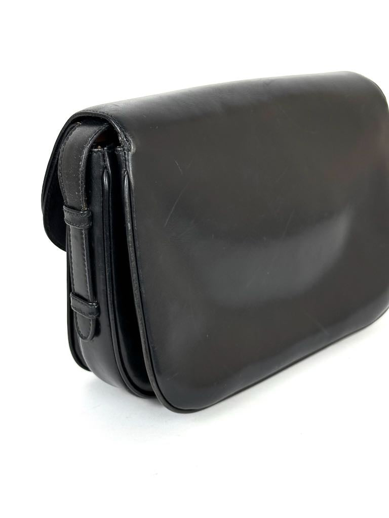 Celine Triomphe black leather shoulder bag